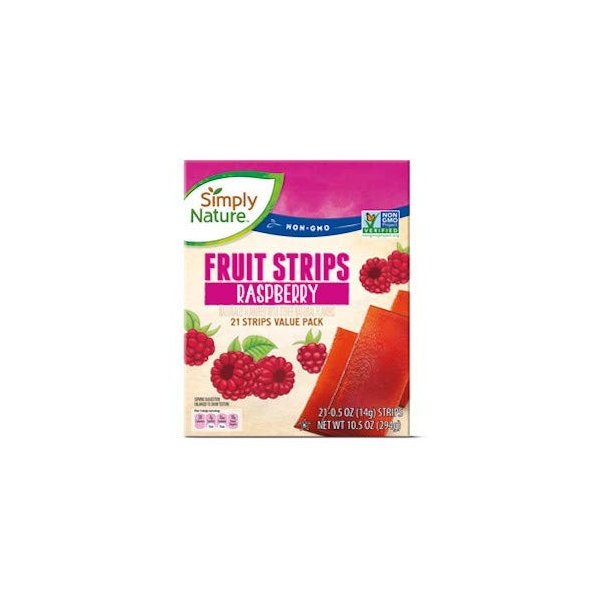Simply Nature NON-GMO Fruit Strips Raspberry 21 Strips Value Pack