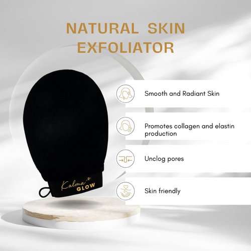 Kalma Glow Bath Glove Body Scrub Exfoliating Glove Dead Skin Remover for Body Gentle for Skin, Black