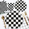 Black and White Checkered Race Car Party Supplies 150Pcs,Racing Party Tableware Set 9"& 7"Checkered Plates and Checkered Flag Napkins Knives Forks Spoons for Race Car Themed Birthday Party Decorations