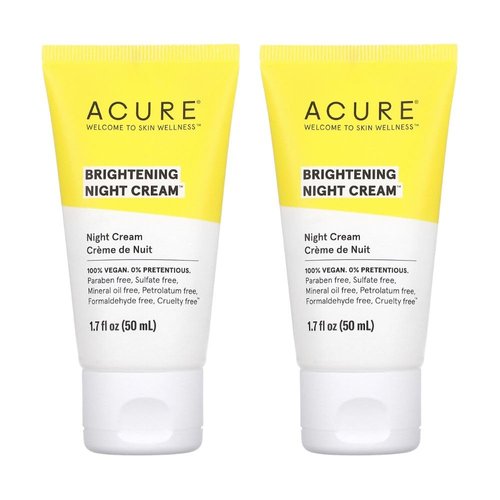Acure Brightening Night Cream, 1.7 fl oz (50 ml) (Pack of 2)