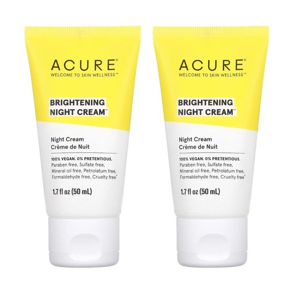 Acure Brightening Night Cream, 1.7 fl oz (50 ml) (Pack of 2)