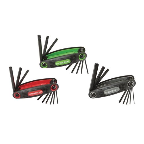 Pittsburgh 3 Piece SAE, Metric, and Torx (Star) Folding Hex Key Wrench Set