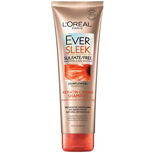 L'Oreal Paris EverSleek Sulfate Free Keratin Caring Shampoo, with Sunflower Oil, 8.5 Fl; Oz