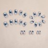 ANDGING White Press on Nails Square Extra Short Glue on Nails with Blue Flower Rhinestone Design Gel Acrylic Fake Nails for Wedding Birthday False Nails Women Manicure Stick on Nail with Glue DA858O