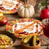 96 Pieces Happy Thanksgiving Tableware Set Party Supplies - Fall Harvest Pattern Disposable Dinnerware with Paper Plates, Napkins, Forks for Autumn and Thanksgiving Dinner BBQ Picnic Favors