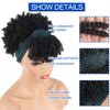 Aisaide Headband Wigs for Black Women Scarf Wigs Black Wig with Bangs Wig Turban Natural Wig Headbands Wigs for Black Women Kinky Curly Hair Wigs Short Black Wigs with Bangs Head Wrap Wigs 2 in 1