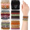 60 Pcs Boho Hair Ties for Women Cute Hair Tie Bracelets Elastic Bracelet Hair Ties Stylish Hair Elastics Soft Dual Use Bracelet 10 Styles Hair Band for Girls Thick Braids Ponytails