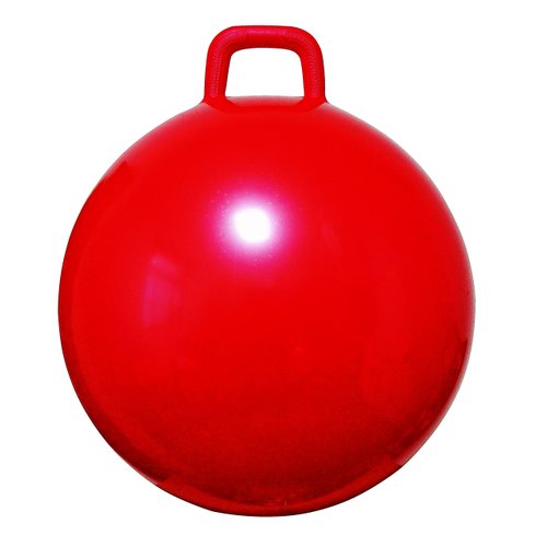 AppleRound Hippity Hoppity Jumping Ball with Ball Pump, Bouncy Ball with Handle, 20in/50cm Diameter for Age 7-9, Kangaroo Bouncer, Space Hopper Ball with Handle for Children, Plain Color (Red)