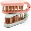 2Pcs Folding Hair Brush Hair Comb Portable Mini Massage Hair Brush Anti-Static Anti-knot for Women & Girls Size for Handbag (dark)