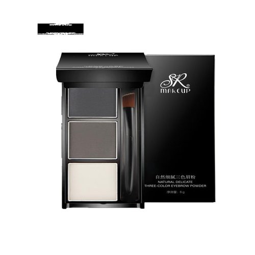 Brow Powder Kit,Long-Lasting Waterproof Two Colors Brow Filler Get Full Defined Natural Brows,Eyebrow Contour Palette with Double-ended Eyebrow Brush (Dark Brown Gray)