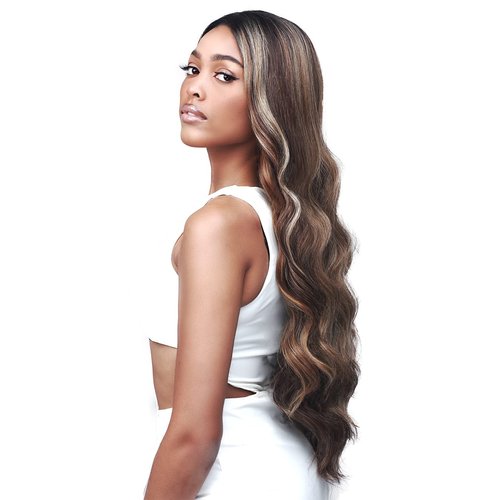 Bobbi Boss 13X2 Deep Lace Synthetic Hair Wig - MLF415 JOSEPHINE, Updo Revolution Long Curly Style , High Heat Resistant Wigs (1B, Natural Black)