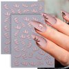 8pcs 3D Bronzing Flower Leaf Nail Art Stickers Metallic Flower Nail Decals Floral Nail Stickers for Nail Art Supplies Rose Gold Silver Petal Leaves Flower Stickers for Girls Women Nail Decor Supplies