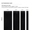 FUBILI Black Clip in Human Hair Extensions 14 Inch Clip In Hair Extensions Lace Weft Real Human Hair Natural Black Brazilian Hair Clip in Extensions Silky Straight Remy Human Hair 7pcs 105g