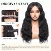 WIGNEE 4x4 Lace Human Hair Wig with Bangs Natural Wavy Human Hair Wigs For Black Women Midemun Length Wigs Human Hair for Daily Use（14 Inches）