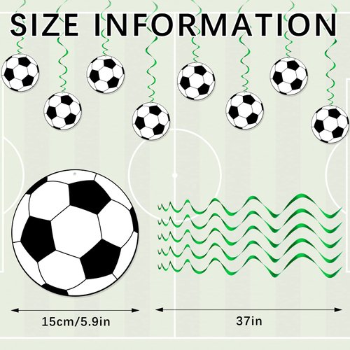 Lewtemi 30 Pcs Soccer Ball Hanging Swirls Soccer Party Decorations Soccer Garland Soccer Party Supplies for Boys Kids Birthday Baby Shower Sports Themed Party Decoration One Sided Printing