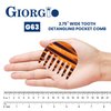 Giorgio G63 Detangling Comb for Women - Wide Tooth, Pocket and Travel Size for Thick Hair, Wet or Dry Everyday Care. Handmade, Saw-Cut, and Polished