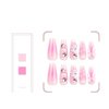 RTKHFZE Press on Nails Long,Square Fake Nails Nude Pink Full Cover False Nails with Cute Three-Dimensional Water Ripples and Bow Designs Acrylic Nails 24Pcs Nails Press ons for Women Manicure