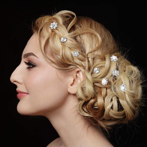 Yaomiao 116 Pcs Rhinestone Hair Pins Wedding Bridal Hair Accessories Crystal Pearl Hair Clips Flower Spiral Hairstyles Pin Swirl Hair updo Twists Coils for Women Girl Wedding Prom Party