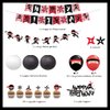 Fangleland Ninja Birthday Party Decoration Red and Black Warrior Themed Party Supplies for Boys with Ninja Happy Birthday Banner Cake Topper Sticker and Paper Lanterns