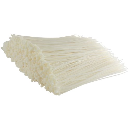 GTSE 8 Inch White/Clear Zip Ties, 1,000 Bulk Pack, 40lb Strength, UV Resistant Small Nylon Cable Ties, Self-Locking 8" Tie Wraps