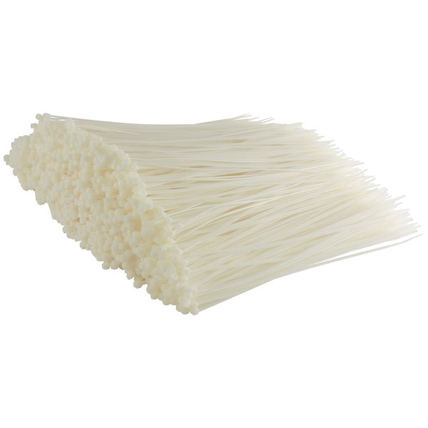 GTSE 8 Inch White/Clear Zip Ties, 1,000 Bulk Pack, 40lb Strength, UV Resistant Small Nylon Cable Ties, Self-Locking 8" Tie Wraps