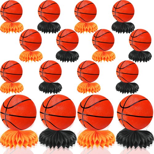 Hoarost 16 Pack Basketball Honeycomb Centerpiece Basketball Themed Table Toppers Basketball Party...
