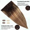 Hair Extensions Clip in Real Human Hair Extensions Blonde Human Hair Clip ins Extensions Brown to Blonde Highlights Remy Human Hair Clip in Extensions for Women 16 Inch 7pcs 70g