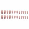 MISUD Press on Nails Long Coffin Fake Nails Glossy Glue on Nails Pink Acrylic Nails Ballerina Artificial Nails Bling Glitter French Tip Stick on False Nails with Desgin 24 pcs