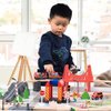 HYPERLIVING Battery Operated Wooden Train Track Set Toy High Speed for Toddlers 3 4 5 Years Old Boys Kids Magnetic Couplings City Vehicle with Figures