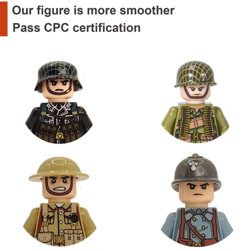 DraBEx WW2 Military People Building Set Army Men Action Figures, World War 2 Soldier Figures American vs German Army Battle WW2 Playset / 100 pcs (Armey Men 2)