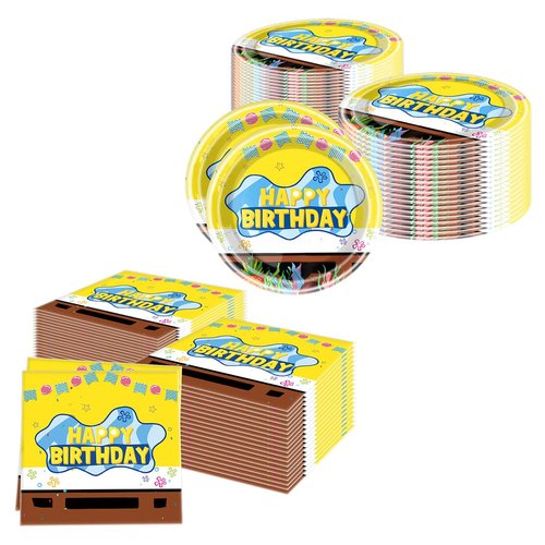 Yellow Birthday Party Supplies, 20 Plates and 20 Napkins, Yellow for Kids Birthday Party Decorations