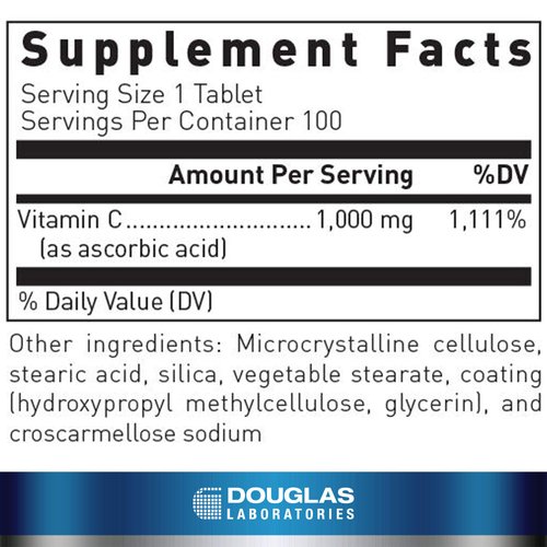 Douglas Laboratories Vitamin C | Water-Soluble Antioxidant Supplement to Support Immune Function and Normal Wound Healing* | 100 Tablets