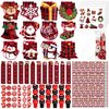 Dianelhall 168 Pcs Christmas Stationery Party Favors Bulk Christmas Buffalo Plaid Mini Notebook Pencils Stickers Stamps Erasers Rulers Bags for Kids Classroom Exchange Gifts Xmas Party Favor Supplies