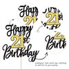 1 PCS Happy 21st Birthday Cake Topper Black Gold Glitter Cheers to 21 Years Birthday Cake Pick 21 Fabulous Cake Decoration for Happy 21st Birthday Anniversary Party Cake Decorations Supplies