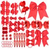 50PCS Red Hair Accessories Set - Grosgrain Ribbon Red Bows,Hair Clips,Hair Ties,Headbands, Uniform Hair Bows Accessories for Little Toddler Kids School Girls