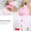 NUOBESTY Happy Birthday Cake Headband Cupcake Hairband Headpiece Hair Band Party Pink Hair Hoop Decorations Photo Props Birthday Head Tiara Hair Accessories for Birthday Party Costume