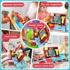 VOPOGLNE Cash Register Playset Toy for Kids, Real Calculator Register, Pretend Play Store with Music, Scanner, Play Money, Food, Microphone, Preschool Learning Toy Playset Gift (Blue Red)