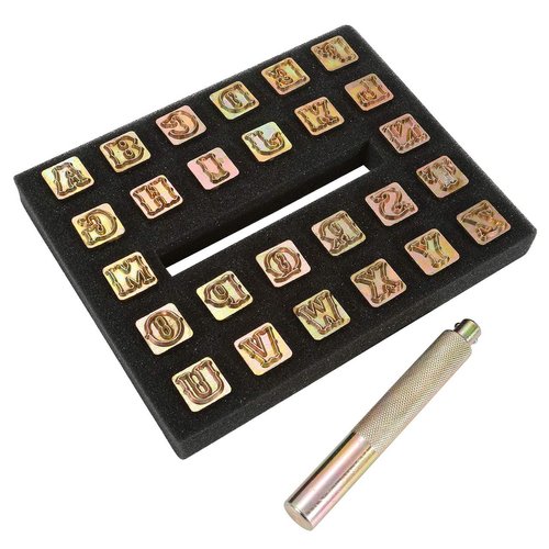 Yoption 27Pcs Metal Letter Stamps Punch Set 13mm, A-Z Alphabet Steel Stamps Tool for Leather Craft Belt Bag Hat Shoes Marking