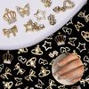 78 Pcs Gold Nail Charms Gem Kit, 12 Styles Alloy Nail Art Charm, Assorted Butterfly Crown Hollow Planets Star Metal Nail Jewelry 3D Nail Gems Charms for Nails Design Nail Art Supplies