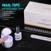 GAOY Nail Tips and Glue Gel Nail Kit with Mini UV Light, Gel x Nail Kit, 360Pcs Matte Extra Short Coffin Nail Tips for Fast Nail Extension