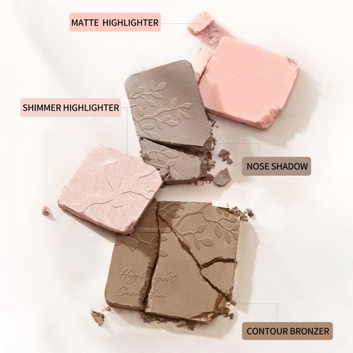 Erinde Contour Highlighter Face Sculpting Palette with Mirror, Shimmer Matte Finish, Long-lasting Smooth Pressed Powder Makeup for Cool Toned Skin, 01 Cool Brown contour