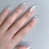 2 Boxes White Pearl Chrome Nail Powder, Mirror Effect Aurora Magic Pearlescent White Nail Powder Pigment, Glitter Nail Art, Holographic Ice Aurora Dust Nail Powder for Manicure Decorations