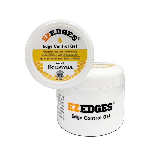 EZEDGES Beeswax Edge Control Gel, Fertilizing Temple/48 Hours Long-Lasting/Super Shine/Revitalize/Flake-Free/Hair Braiding, (8 oz.)