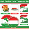 100 Pcs Italian Flag Plates and Napkins Party Supplies Italy Flag Party Tableware Set Italian Flag Red White and Green Party Decors Favors for Italy Family Gathering Kitchen Dining Serves 25 Guests…