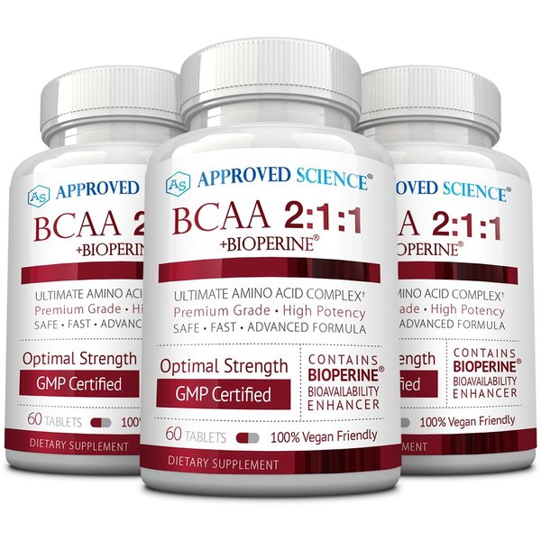 Approved Science BCAA Supplement - 180 Tablets - 2400mg - Increase Performance and Enhance Muscle Development - L-Leucine, L-Isoleucine, L-Valine - Made in USA, Non-GMO