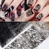 Holographic Nail Foil Transfer Stickers Black White Lace Laser Foils Nail Art Supplies Starry Paper Designs for Acrylic Decorations Women Fingernails Toenails DIY Manicure Wraps Nail Decor（10 Rolls）