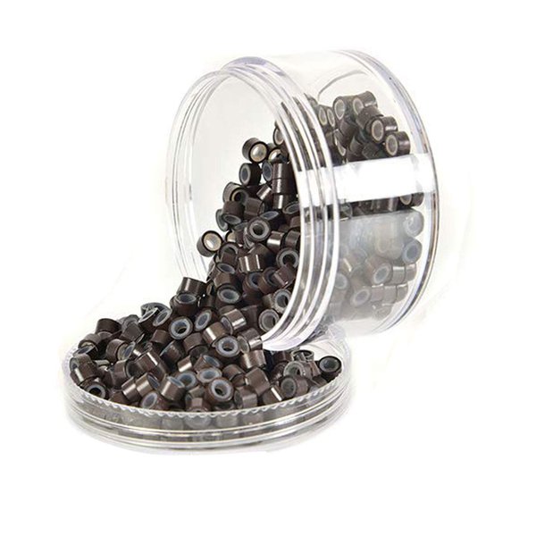 5mm 500 Micro Silicone Lined Nano Link Rings Crimp Beads Hair Extension Tools Invisible (Dark Brown)
