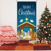 Christmas Nativity Scene Door Cover Merry Christmas Door Banner Backdrop Nativity Banner for Front Door Porch Holidays Decorations, 35 x 71 Inch