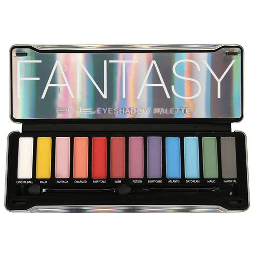 BYS Fantasy Matte Neon Eyeshadow Palette Tin with Mirror and Dual End Applicator 12 Shades