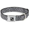 Dog Collar Seatbelt Buckle Leopard White 9 to 15 Inches 1.0 Inch Wide